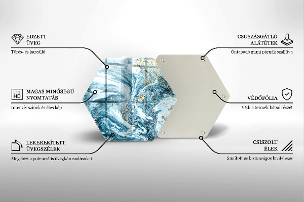 Üveg vágódeszka Szerkezete arannyal