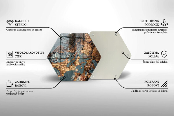 Üveg vágódeszka Arany sziklaszerkezet