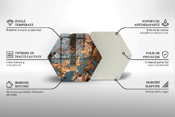 Üveg vágódeszka Arany sziklaszerkezet