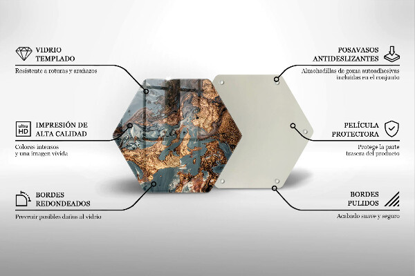 Üveg vágódeszka Arany sziklaszerkezet