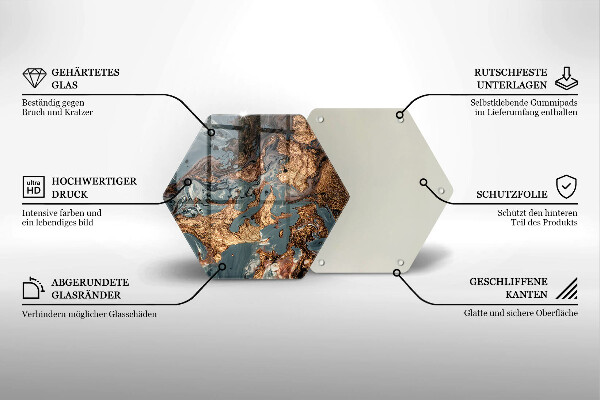 Üveg vágódeszka Arany sziklaszerkezet