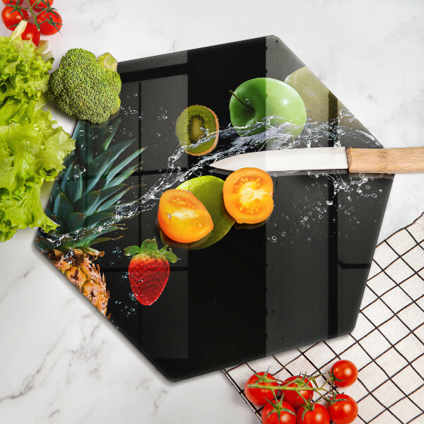 Üveg vágódeszka Gyümölcsök vízben