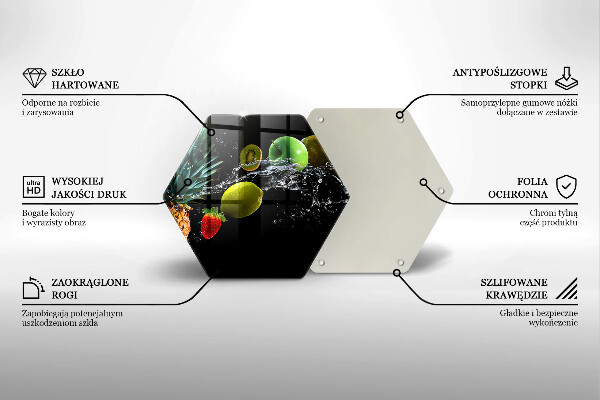 Üveg vágódeszka Gyümölcsök vízben