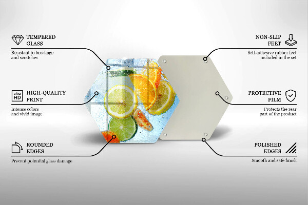 Üveg vágódeszka Zamatos citrusvíz