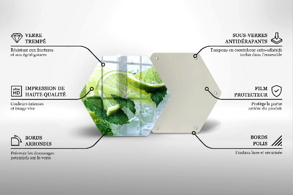 Üveg vágódeszka Lime menta és jég