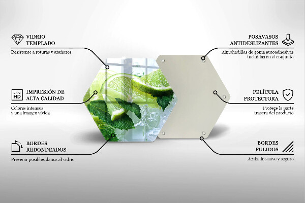 Üveg vágódeszka Lime menta és jég