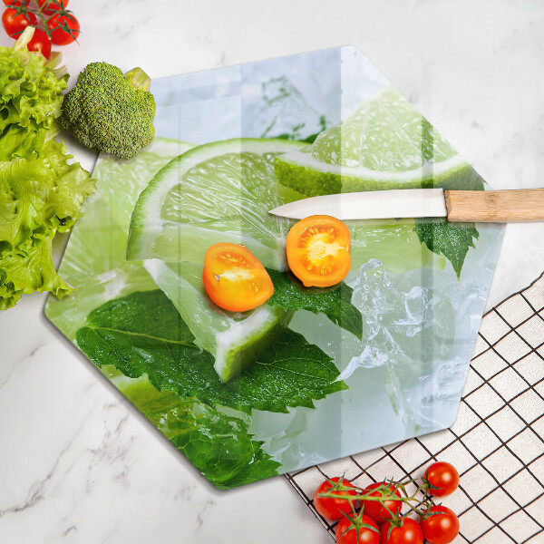 Üveg vágódeszka Lime menta és jég