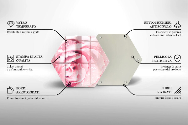 Üveg vágódeszka Harmatcseppek és rózsavirág