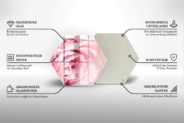 Üveg vágódeszka Harmatcseppek és rózsavirág