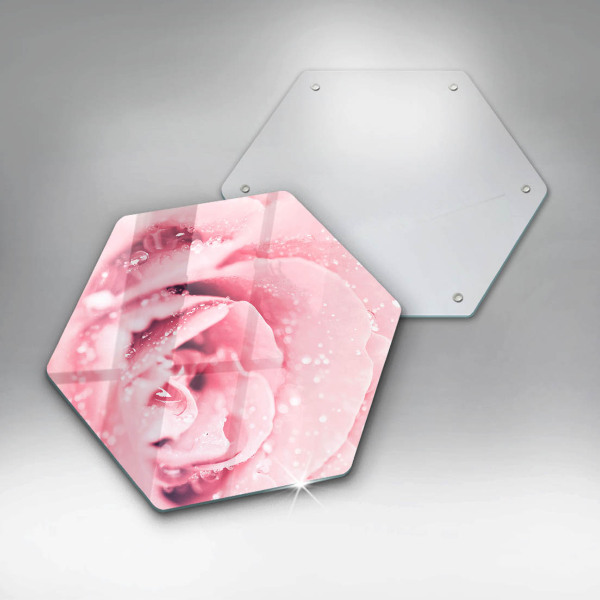 Üveg vágódeszka Harmatcseppek és rózsavirág
