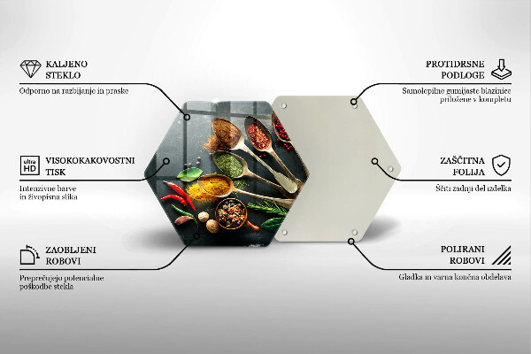 Üveg vágódeszka Konyhai kanál fűszerek