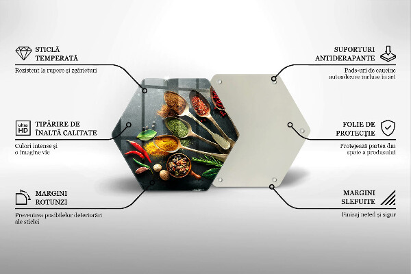 Üveg vágódeszka Konyhai kanál fűszerek