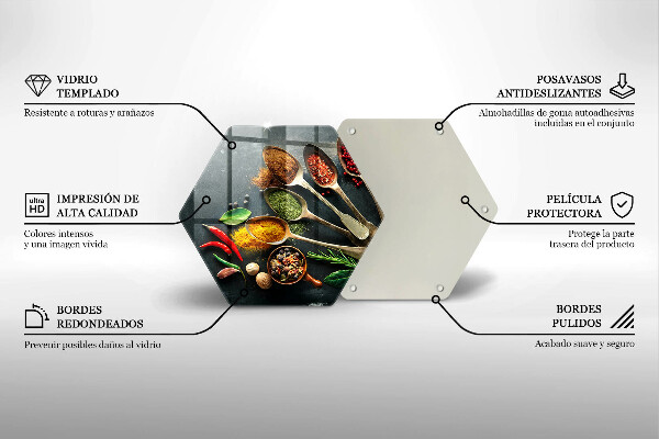 Üveg vágódeszka Konyhai kanál fűszerek