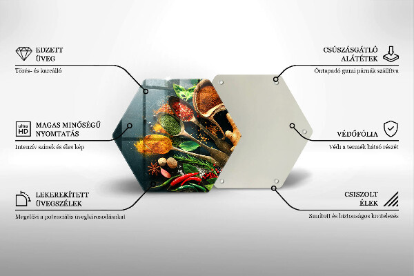 Üveg vágódeszka Konyhai fűszerek kanál