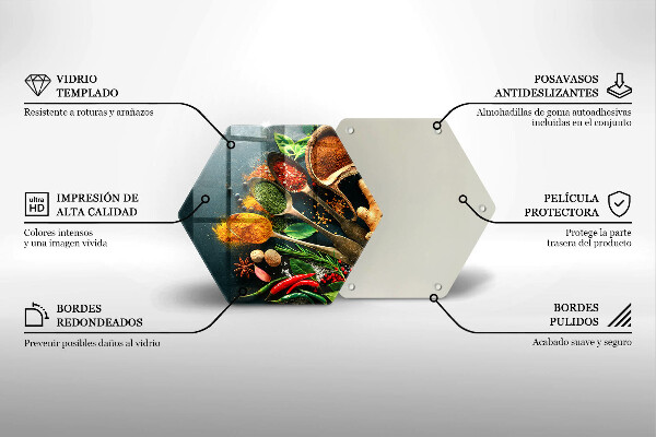 Üveg vágódeszka Konyhai fűszerek kanál