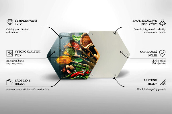 Üveg vágódeszka Konyhai fűszerek kanál