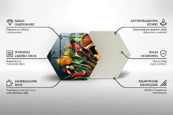 Üveg vágódeszka Konyhai fűszerek kanál