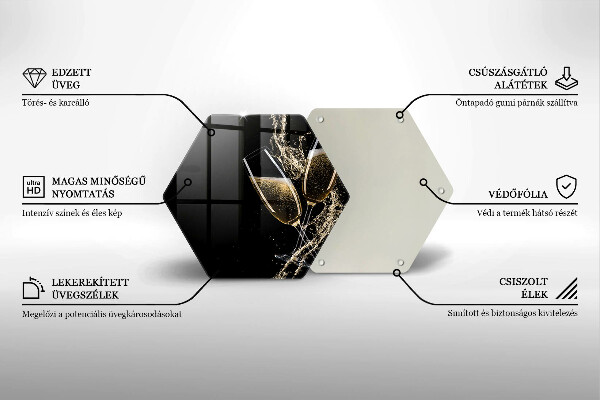 Üveg vágódeszka Pohár pezsgő