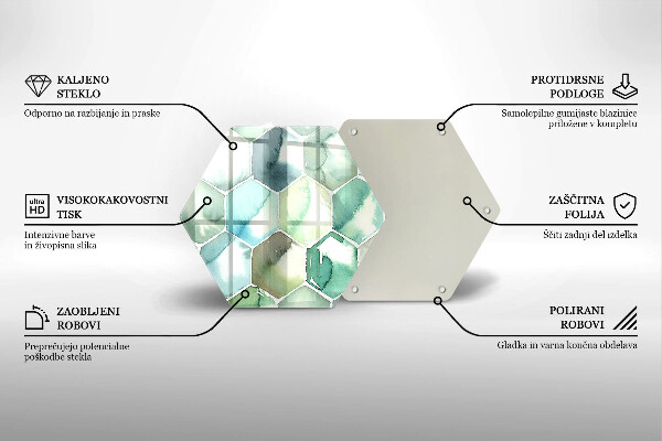 Üveg vágódeszka Akvarell hatszögek