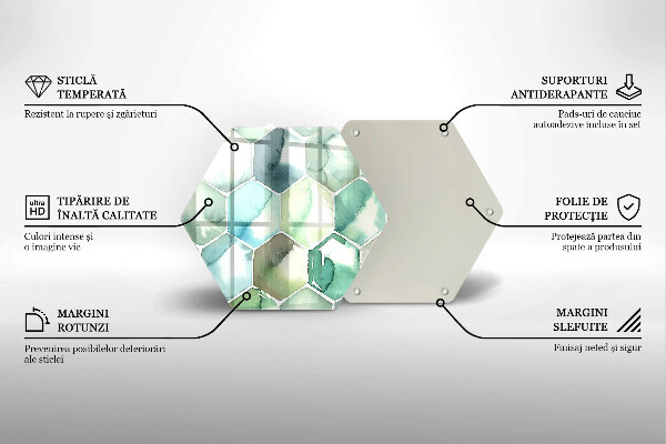 Üveg vágódeszka Akvarell hatszögek
