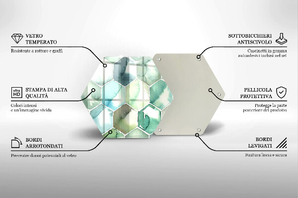 Üveg vágódeszka Akvarell hatszögek