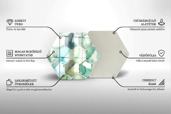 Üveg vágódeszka Akvarell hatszögek