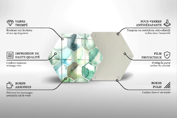 Üveg vágódeszka Akvarell hatszögek