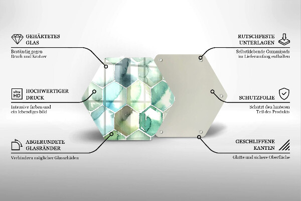 Üveg vágódeszka Akvarell hatszögek