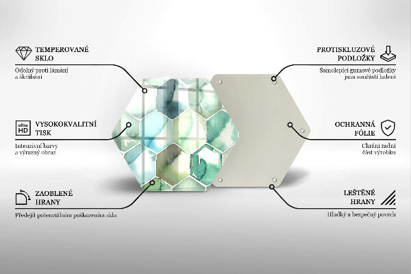 Üveg vágódeszka Akvarell hatszögek