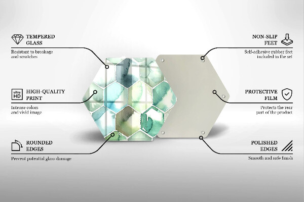 Üveg vágódeszka Akvarell hatszögek