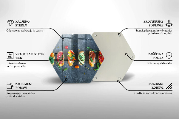 Üveg vágódeszka Színes szendvicsek