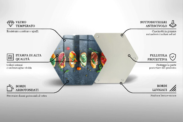 Üveg vágódeszka Színes szendvicsek