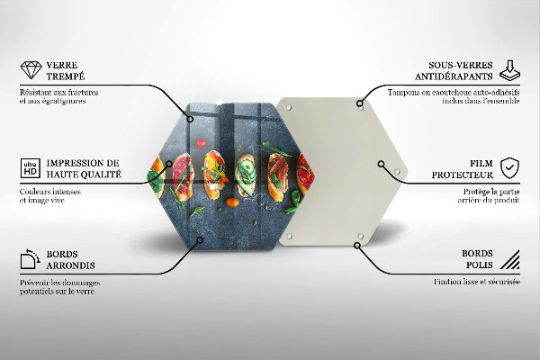 Üveg vágódeszka Színes szendvicsek