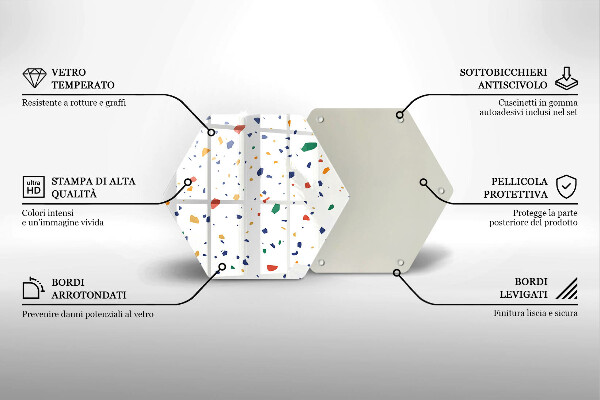 Üveg vágódeszka Színes kőedény