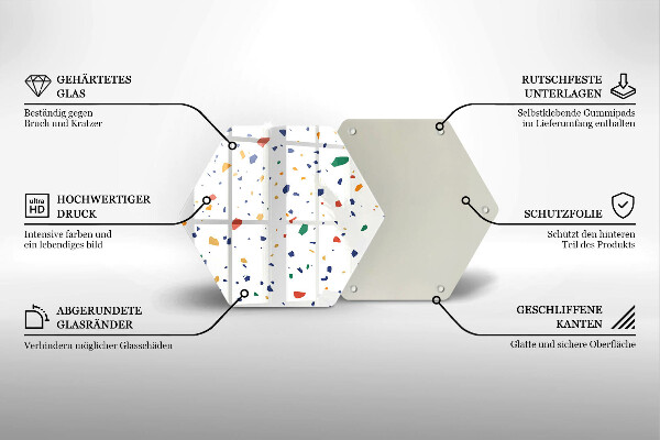 Üveg vágódeszka Színes kőedény