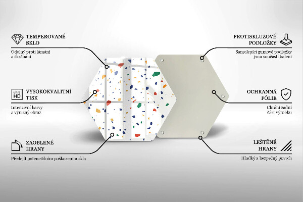Üveg vágódeszka Színes kőedény