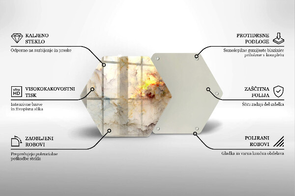 Üveg vágódeszka Márvány textúra arannyal