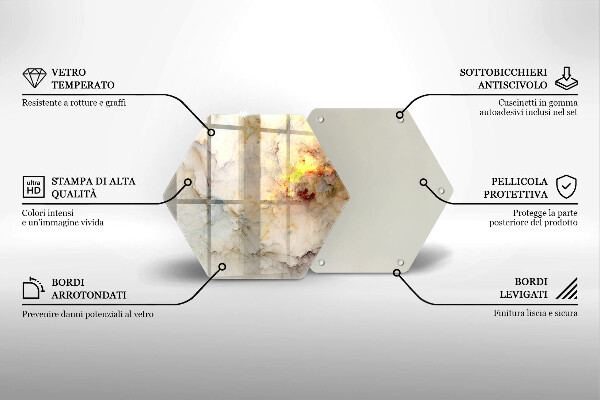 Üveg vágódeszka Márvány textúra arannyal