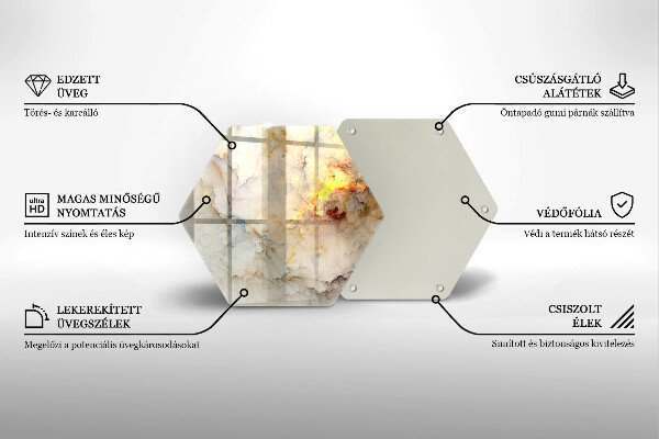 Üveg vágódeszka Márvány textúra arannyal