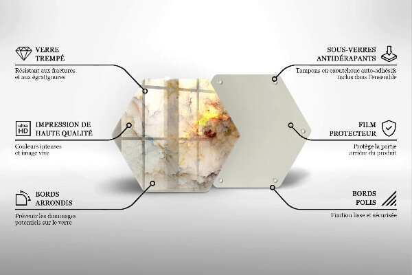 Üveg vágódeszka Márvány textúra arannyal