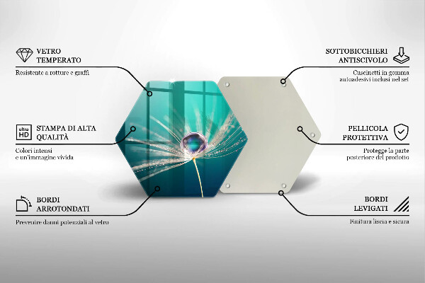 Üveg vágódeszka Harmat a pitypangon