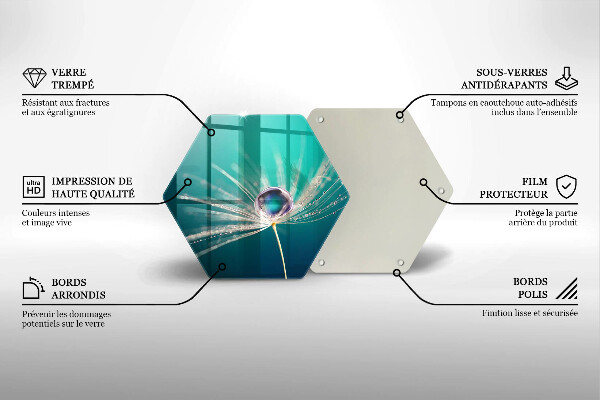 Üveg vágódeszka Harmat a pitypangon