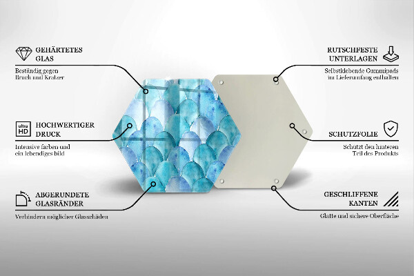 Üveg vágódeszka Akvarell skálák