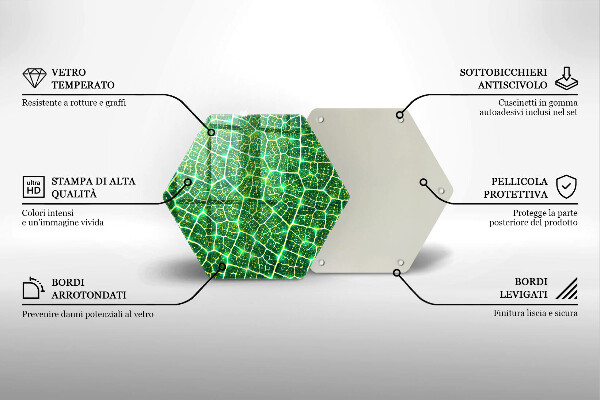 Üveg vágódeszka Levélszerkezet