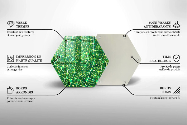 Üveg vágódeszka Levélszerkezet