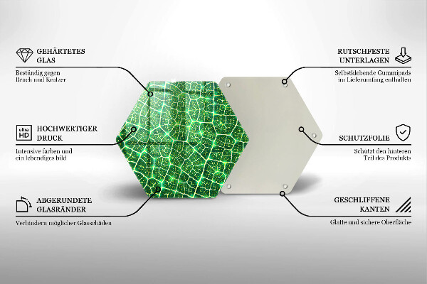 Üveg vágódeszka Levélszerkezet