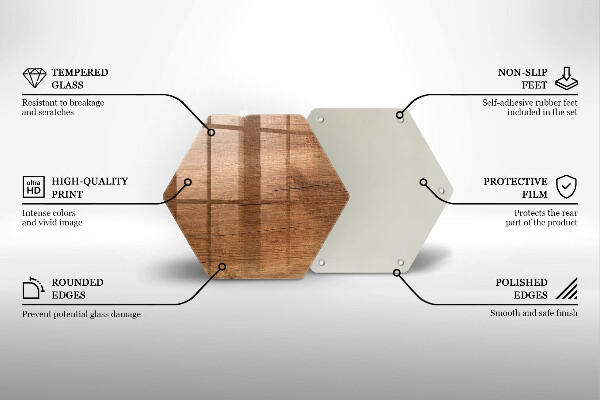 Üveg vágódeszka Fa textúra