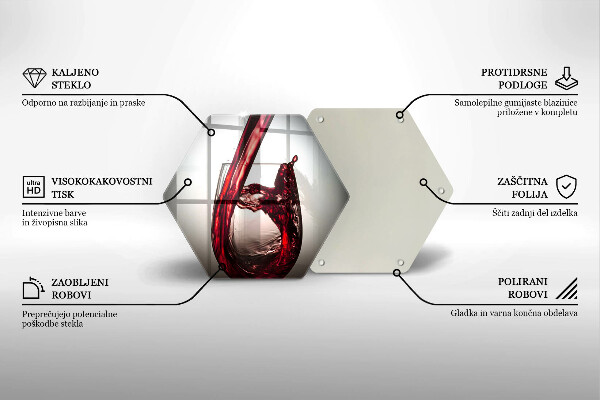 Üveg vágódeszka Pohár és vörösbor