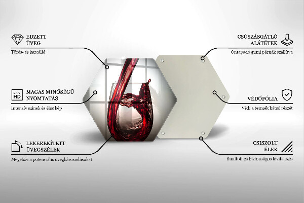 Üveg vágódeszka Pohár és vörösbor