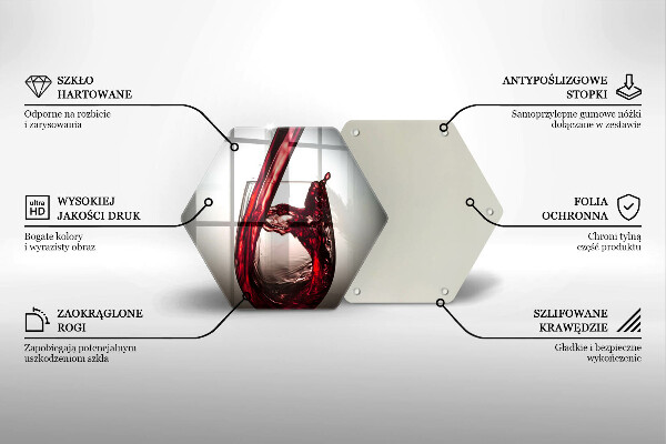 Üveg vágódeszka Pohár és vörösbor